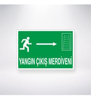 Yangın Çıkış Merdiveni --> 21x28 Arkası Yapışkanlı Levha
