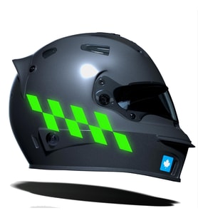 Floresan Yeşil Damalı Kask Motosiklet Sticker Takımı Çınar Extreme