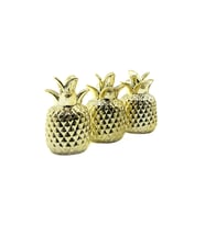 Ananas Tasarımlı Biblo - Mini Boy - Seramik - Parlak Altın - Dekoratif Süs