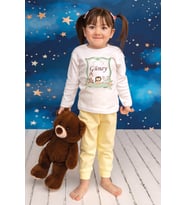 Pia Baby Premium %100 Pamuk İsme Özel Çocuk Pijama Takımı 1-8 Yaş 5060-14 (Sarı)