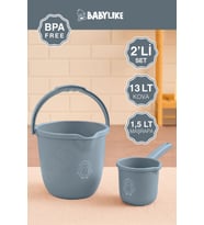 Çocuklar için 2'li Banyo Seti- Kulplu Kova & Oluklu Maşrapa