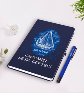 BK Gift Kişiye Özel İsimli Lacivert Seyir Defteri ve Kalem Seti-2