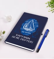 BK Gift Kişiye Özel İsimli Lacivert Seyir Defteri ve Kalem Seti-2