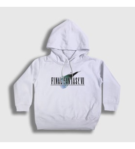 Presmono Unisex Çocuk Beyaz Logo Final Fantasy Vii Kapüşonlu Sweatshirt 436082tt