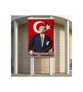 İstikbal GöklerdedirAtatürk ve Türk Bayrağı Poster Bayrak Premium Raşel Kumaş ATA36 2x3m