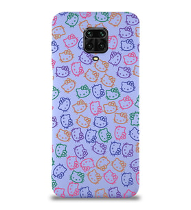 Xiaomi Redmi Note 9s Uyumlu Lansman Kılıf Hello Kitty Tasarımlı İçi Kadife Kapak-Lila (Şeffaf)