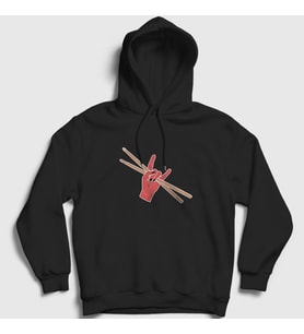 Presmono Unisex Siyah Rock Drums Bateri Kapüşonlu Sweatshirt 372651tt