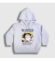 Presmono Unisex Çocuk Beyaz Wanted Anime One Piece Kapüşonlu Sweatshirt 136162tt