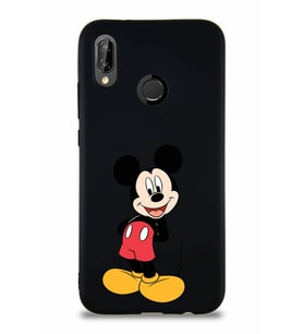 Huawei P20 Lite Soft Premier Kapak Mickey Mouse-B Tasarımlı Silikon Kılıf - Siyah (Şeffaf)