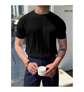 Erkek Slim Fit Triko T-Shirt Premium Yazlık Old Money Basic Tişört