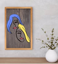 BK Home Woman Line Dekoratif Retro Ahşap Tablo-1