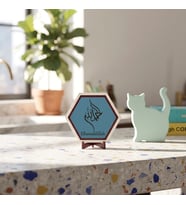 Minimalist tasarım Elhamdülillah masaüstü aksesuarı, çalışma masalarınıza estetik bir dokunuş katan şık obje 10x10 cm, Gök Mavi
