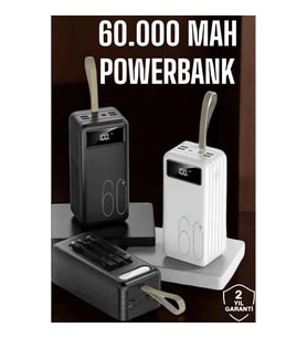 Mey İthalat® Powerbank 60.000 MAH Dijital Göstergeli 4 Portlu Taşınabilir
