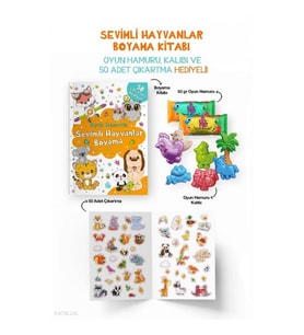 Sevimli Hayvanlar Boyama Kitabı - Oyun Hamuru, Oyuncak ve Çıkartma Hediyeli