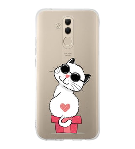 Huawei Mate 20 Lite Uyumlu Kapak Coolcat Tasarımlı Şeffaf Silikon Kılıf