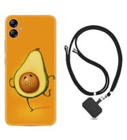 Samsung Galaxy A04E Kılıf Resimli Boyun Askılı İpli Desenli Silikon Series Dance Avokado 1878