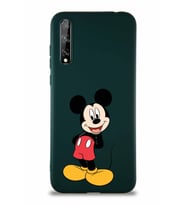 Huawei P Smart S Soft Premier Kapak Mickey Mouse-B Tasarımlı Silikon Kılıf - Yeşil (Şeffaf)