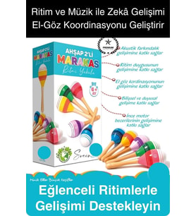 Ahşap 2'li Marakas Seti Ritmi Yakala Müzik Aleti Çocuk Bebek Sesli Çın Çın Davul Çıngırak Vurmalı