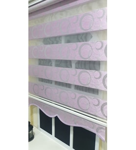 Zebra Stor Perde Halka Desen Lila Gümüş Simli Etek Dilimli STB901 (Pembe)