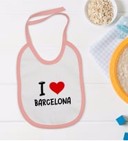 BK Kids I Love Barcelona Tasarımlı Pembe Bebek Mama Önlüğü - Model 1