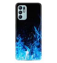 Oppo Reno 6 Kılıf Silikon Desen Özel Seri Blue Fire 1678