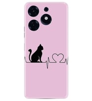 Spark 10 Pro Kılıf Resimli Desenli Baskılı Silikon Pink Cat Heart 1303
