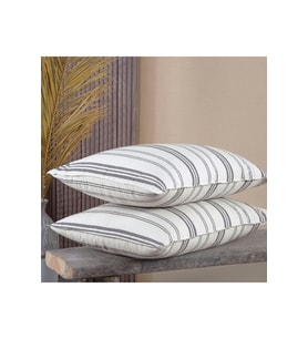 Pamuklu İpliği Boyalı Yıkamalı Kapaklı Yastık Kılıfı 2’li Set 50x70 cm Çift İğne Detaylı