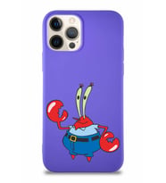 Apple iPhone 12 Pro Soft Premier Kapak Bay Yengeç Tasarımlı Silikon Kılıf - Mor (Şeffaf)
