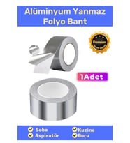 Özel Suya Sıcaklığa Dayanıklı Tamir Soba Boru Yama Alüminyum Yanmaz Folyo Bant 44mm 20mt - 1 Adet