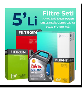 Filtron Opel Grandland 1.6 Dizel Filtre Bakım Seti Shell Motor Yağlı (2017-2024) 5 Li