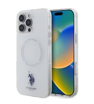 Apple iPhone 16 Pro Uyumlu Kılıf U.S. Polo Assn. Orjinal Lisanslı M-safe Şarj Özellikli IML Double Horse Logolu Ring Kapak (Beyaz)
