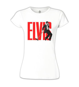 Elvis Presley - Rock'n Roll Beyaz Bayan Tshirt
