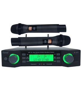 Roof R-203 2 El 2 Kanal UHF Kablosuz Telsiz Mikrofon Okul Cami Konferans Salonları İçin Kablosuz El Mikrofonu