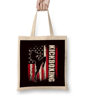 US American Flag Kickboxing Fighter Kickboxer Martial Arts Bez Çanta Uzun Saplı