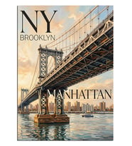 Ny Brooklyn Manhattan Köprü Manzarası Dekoratif Kanvas - Mdf Ahşap Tablo