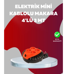 3 Metre Kablolu 4’lü Kırmızı Priz Makara