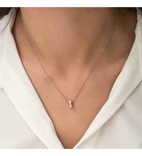 925 Ayar Gümüş Rose 3 Boyutlu İ Harf Kadın Gümüş Kolye