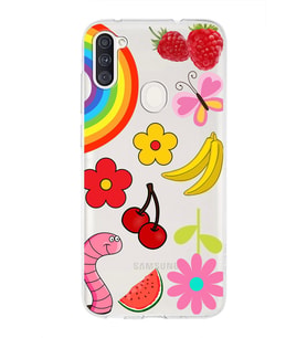 PrintiFy Samsung Galaxy A11 ile Uyumlu 1mm Slim Fit Water Color 5 Baskılı Şeffaf  Kılıf