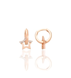 Gümüş rose zirkon taşlı yıldız halka küpe SGTL12705ROSE