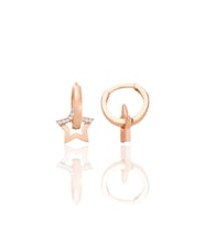Gümüş rose zirkon taşlı yıldız halka küpe SGTL12705ROSE