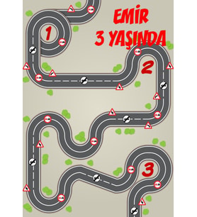 Yol Temalı Doğum Günü Afişi 35X50 cm