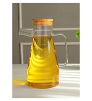 Mithra Life Bambu Kapaklı Borosilikat Cam Yağdanlık 900 ml MIT1070 (Şeffaf)