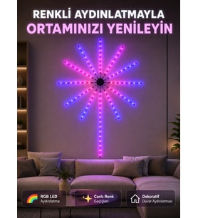 Rgb Led Dekoratif Duvar Lambası İç Mekân Telefon Kontrollü Ortam Aydınlatması