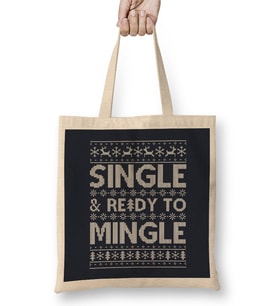 Single And Ready to Mingle Christmas Knit Pattern Bez Çanta Uzun Saplı