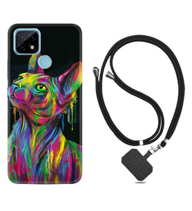 Realme C11 C21 C21Y C25Y C11 2021 Kılıf Boyun Askılı Silikon Color Cat 1754