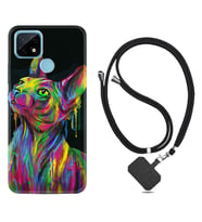 Realme C11 C21 C21Y C25Y C11 2021 Kılıf Boyun Askılı Silikon Color Cat 1754