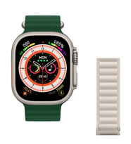 Pazariz Watch 8 Ultra 49mm  Amax Ultra Akıllı NFC - GPS - Kablosuz Şarj YEŞİL  (Yeşil-Beyaz)