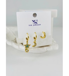 Zirkon Taşlı Üçlü Kombin Küpe - Kp00380