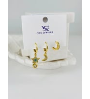 Zirkon Taşlı Üçlü Kombin Küpe - Kp00380