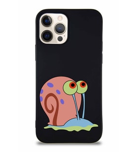 Apple iPhone 12 Pro Soft Premier Kapak Salyangoz Gary Tasarımlı Silikon Kılıf - Siyah (Şeffaf)